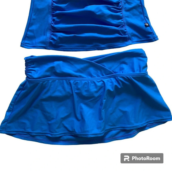 La Vie  En Rose Aqua Blue Tankini Two Piece Swimsuit Size S - Picture 3 of 9